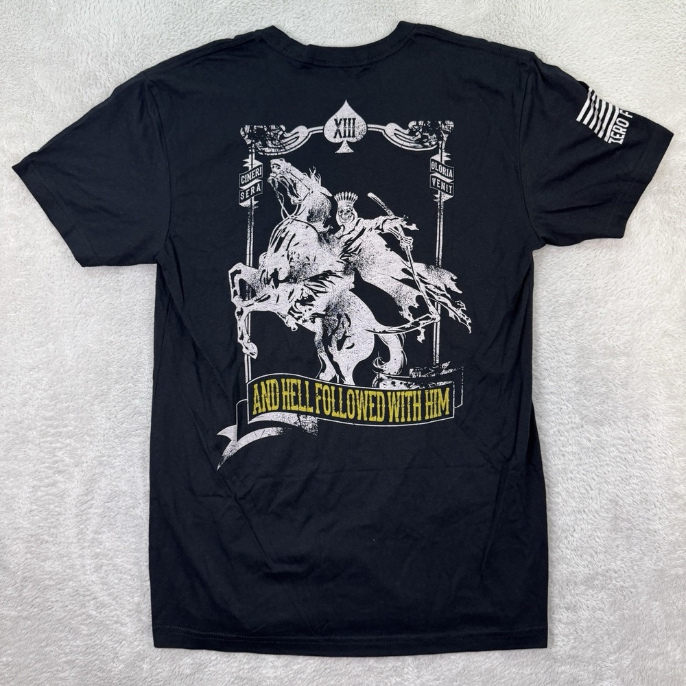 Zero Foxtrot T-Shirt Mens Small Army Black Skull Hell Followed Him Grim Reaper